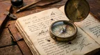 Compass on a journal