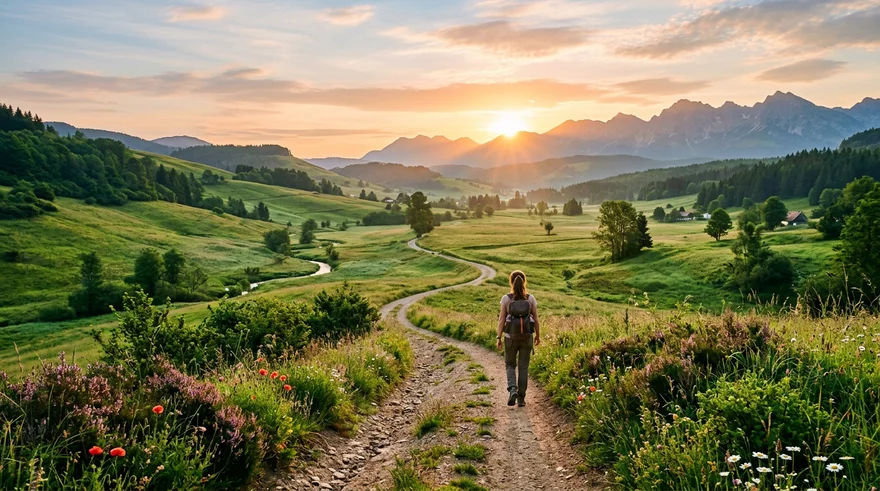Peaceful landscape representing a personal journey