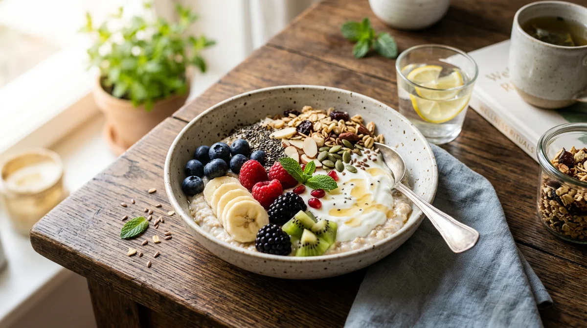 Healthy breakfast bowl with fresh fruits